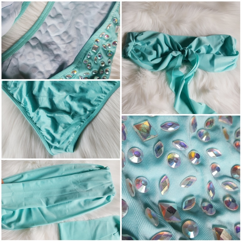 Tube Top Rhinestone Bottom Bikini - Picture 8 of 8